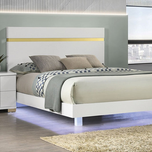 FM7217WH Lillestrom Queen Platform Bed with Underbed LED