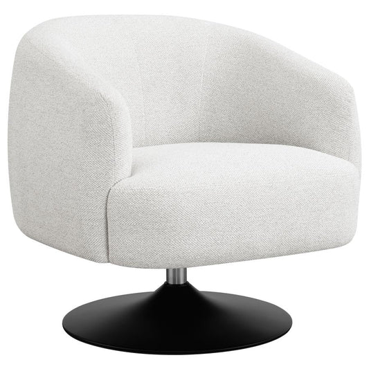 Dave Upholstered Swivel Accent Chair Beige and Matte Black