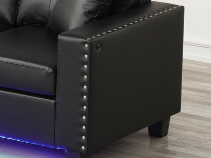 Sorenza 75"W Reversible Sectional Sofa Chaise with LED Light,USB Port, Pillows