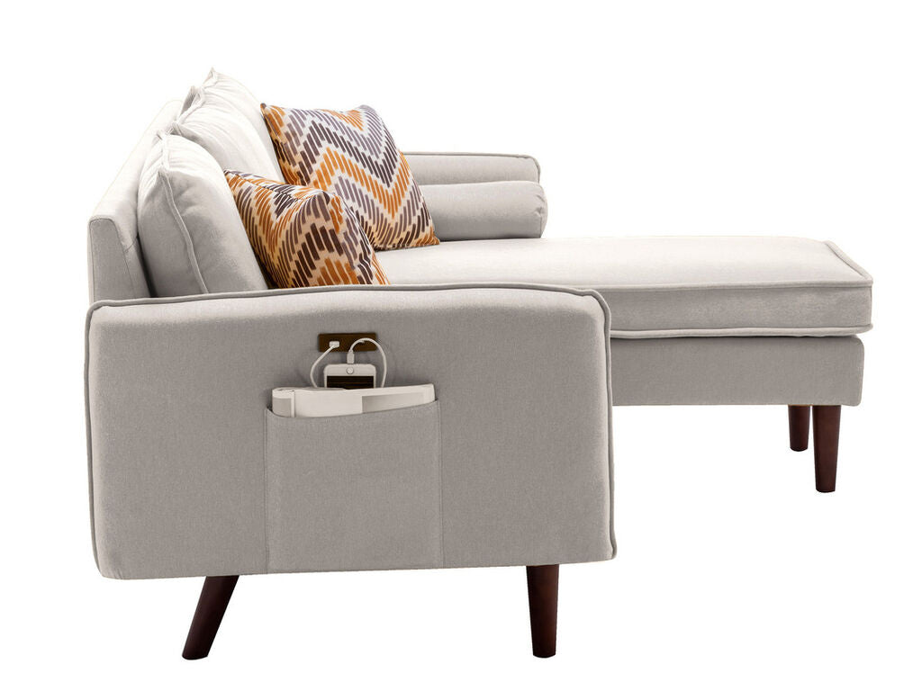 Mia Reversible Sectional with USB ports & Storag - Beige