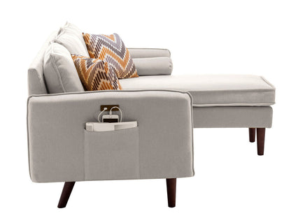 Mia Reversible Sectional with USB ports & Storag - Beige