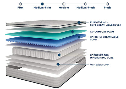 Salvia 12" Queen Hybrid Eurotop Pocket Coil Mattress