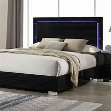 Fm7211BK Queen Sinistra bed Frame with LED - Black