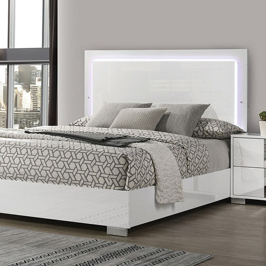 FM7211WH Sinistra Queen Bed with LED - White