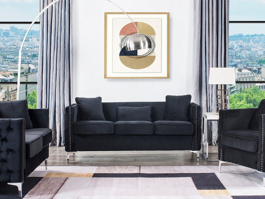 Bayberry Velvet Sofa - Black