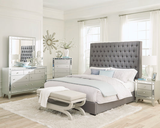 Camille Upholstered Bed - Grey