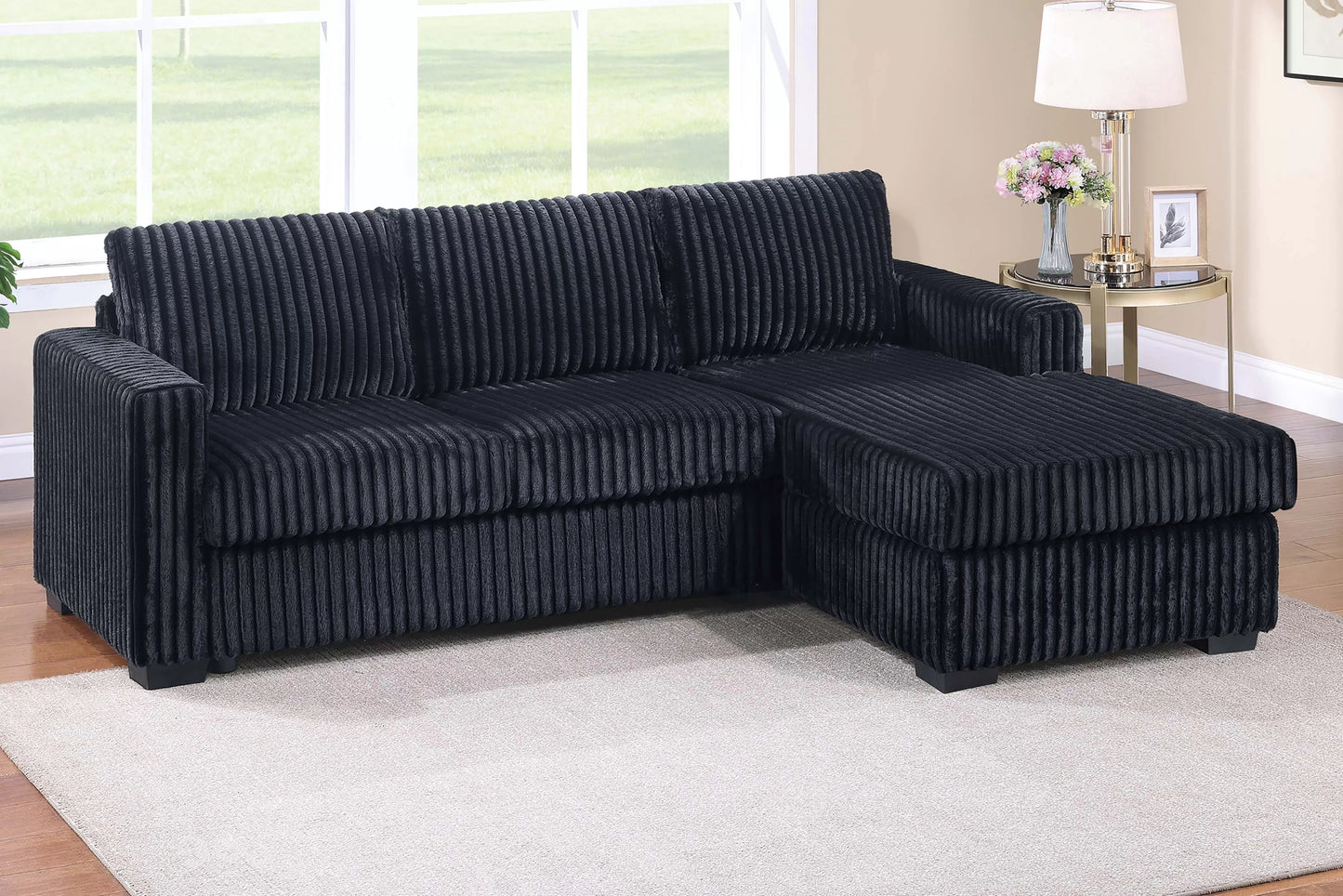 F8325 Belle 92" 2pc Sectional Sofa- Black