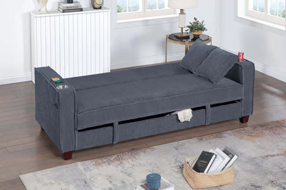 F8571  Convertible Sofa with Hidden Storage + Cup Holder + USB Ports