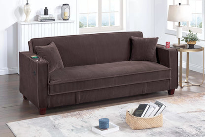 F8570 Convertible Sofa with Hidden Storage + Cup Holder + USB Ports
