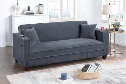 F8571  Convertible Sofa with Hidden Storage + Cup Holder + USB Ports