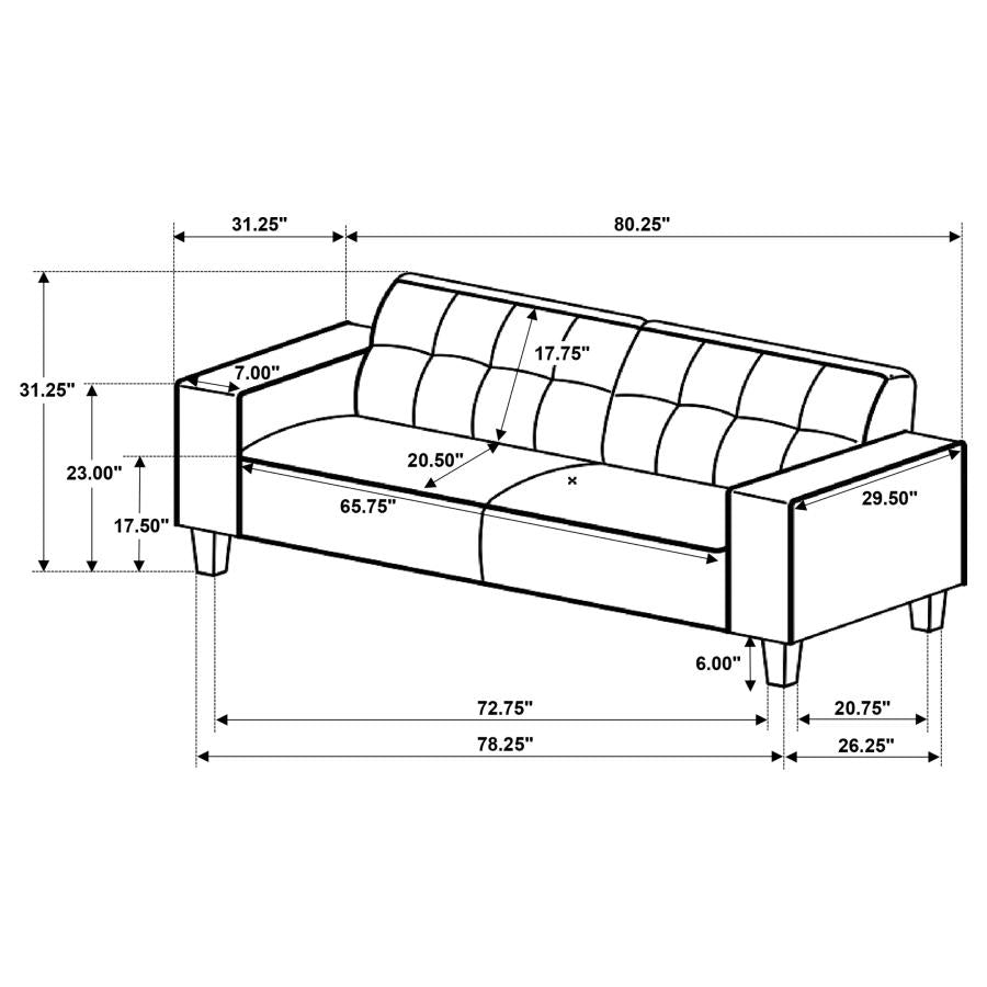 509641  Deerhurst Upholstered Track Arm Tufted Sofa Charcoal