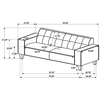 509641  Deerhurst Upholstered Track Arm Tufted Sofa Charcoal