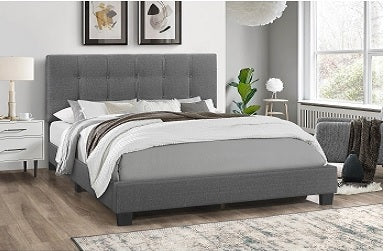 Enrico Queen Bed WITH MATTRESS - Charcoal