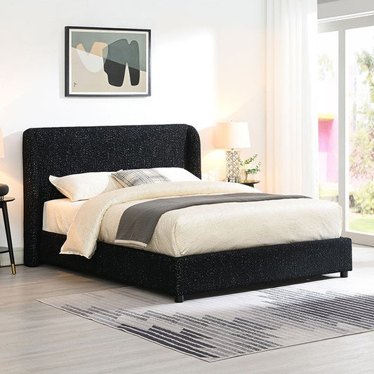 Laverni Queen Boucle Platform Bed - Black