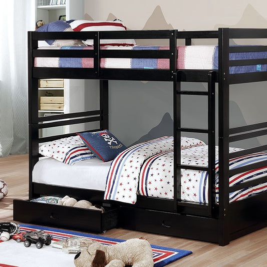 California Twin/Twin Bunk Bed with Drawers - Black