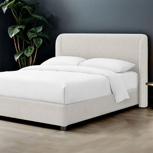 Laverni Boucle Queen Platform Bed Frame - White