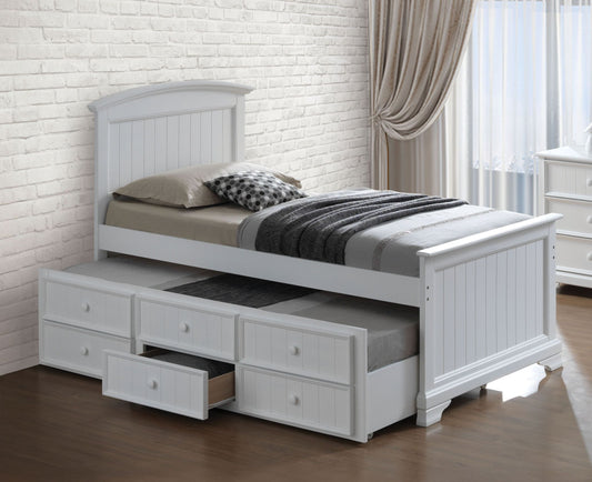 FM7107WH-T-BED Fanton Captain Bed with Trundle & Drawers