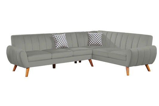 F8872 2-Piece Sectional Set W/ 2 Accent Pillows- Light Grey