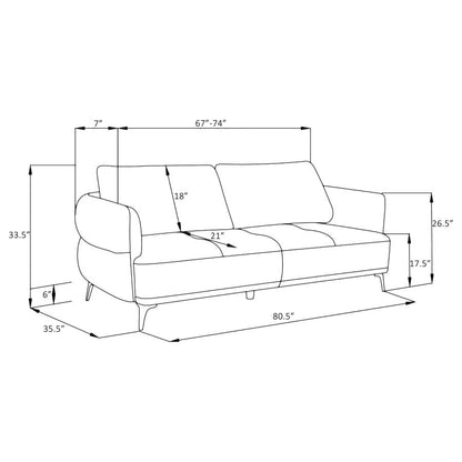 Lively Chenille Upholstered Modern Track Arm Sofa Blue