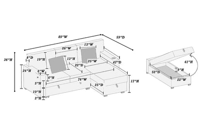 F8544 Manhattan Reversible Sleeper Sectional with Storage