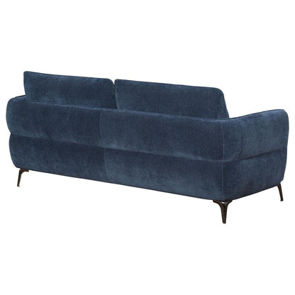 Lively Chenille Upholstered Modern Track Arm Sofa Blue