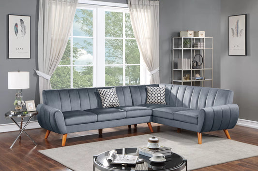 F8870 2-Piece Sectional Set W/ 2 Accent Pillows -Dark Grey