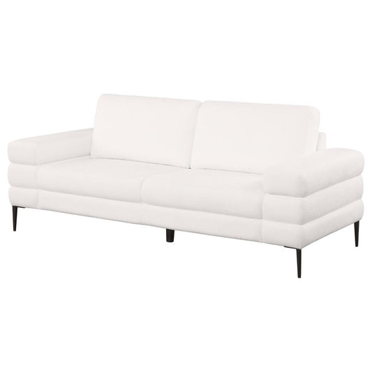 508801 Jessel Chenille Upholstered Track Arm Sofa Ivory