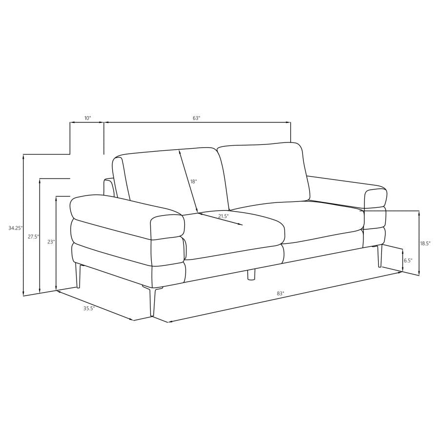 508801 Jessel Chenille Upholstered Track Arm Sofa Ivory