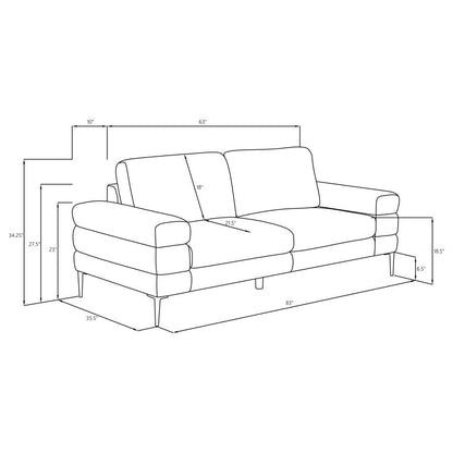 508801 Jessel Chenille Upholstered Track Arm Sofa Ivory