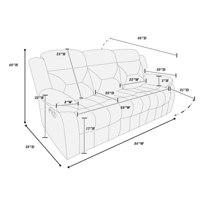 F8796 Dual Reclining Sofa with USB port