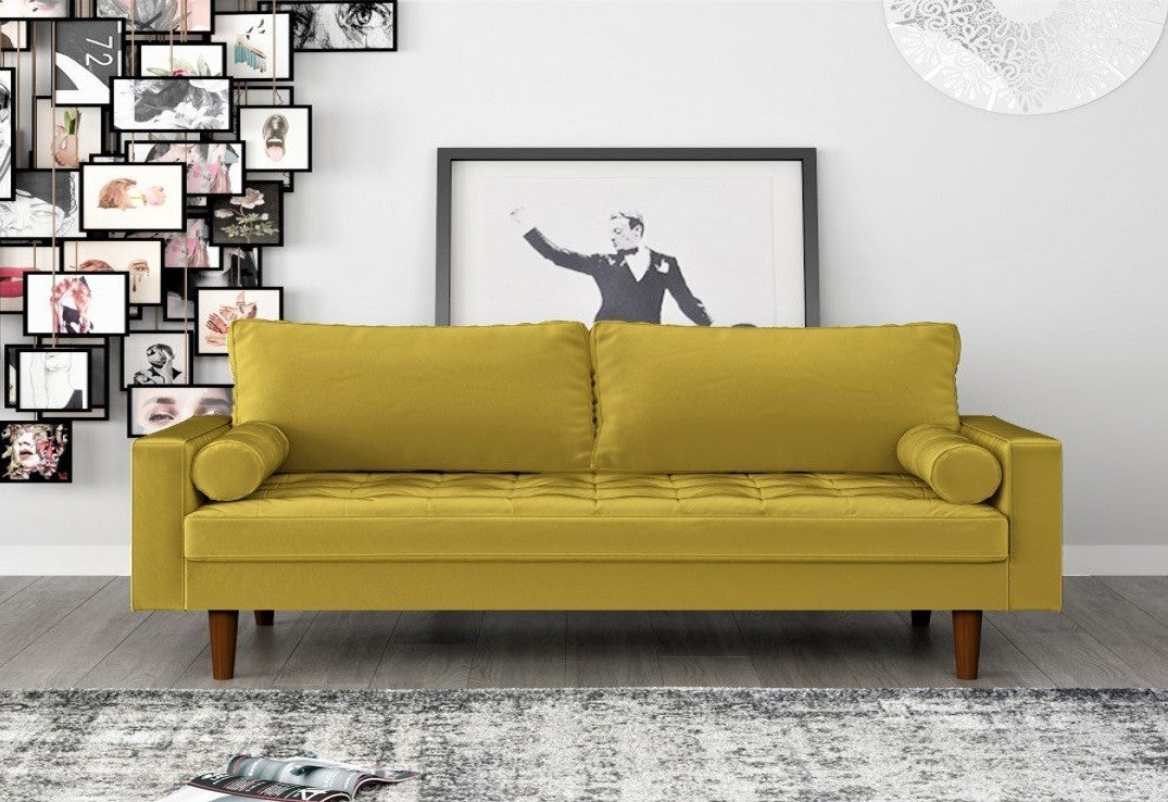 Rena Sofa in Yellow Gold Velvet