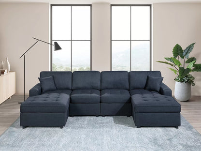 F8476 3-PC Sectional Sofa in Dark Blue