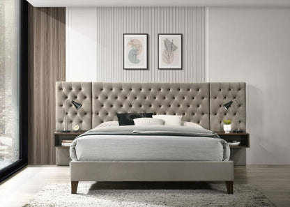 Marley Upholstered Queen Platform Bed with Headboard Panels with Nightstands