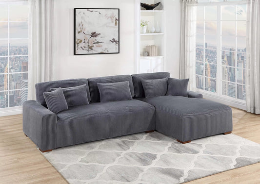 SALE! F8455 Aria 2-Piece Modern Sectional XL with 5 Pillows- Grey