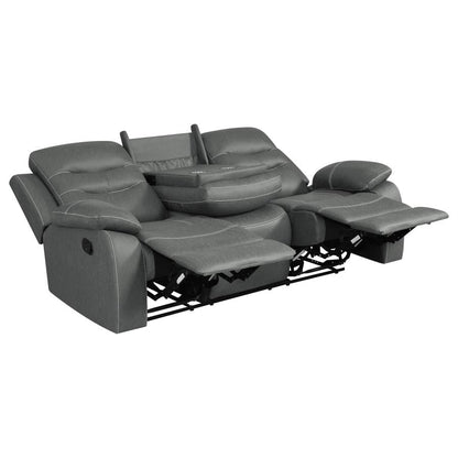 602531 Nova Upholstered Motion Reclining Sofa Dark Grey