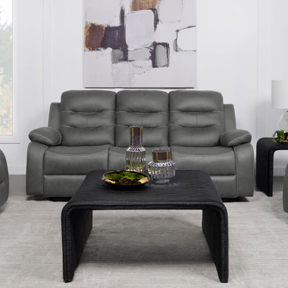 602531 Nova Upholstered Motion Reclining Sofa Dark Grey