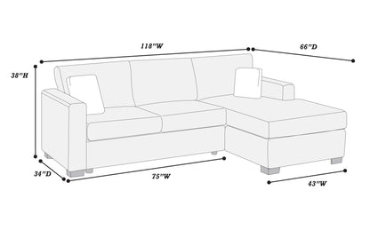 F8376 2-Piece Reversible Sectional Set -Mink Grey
