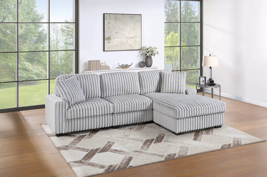 F8376 2-Piece Reversible Sectional Set -Mink Grey