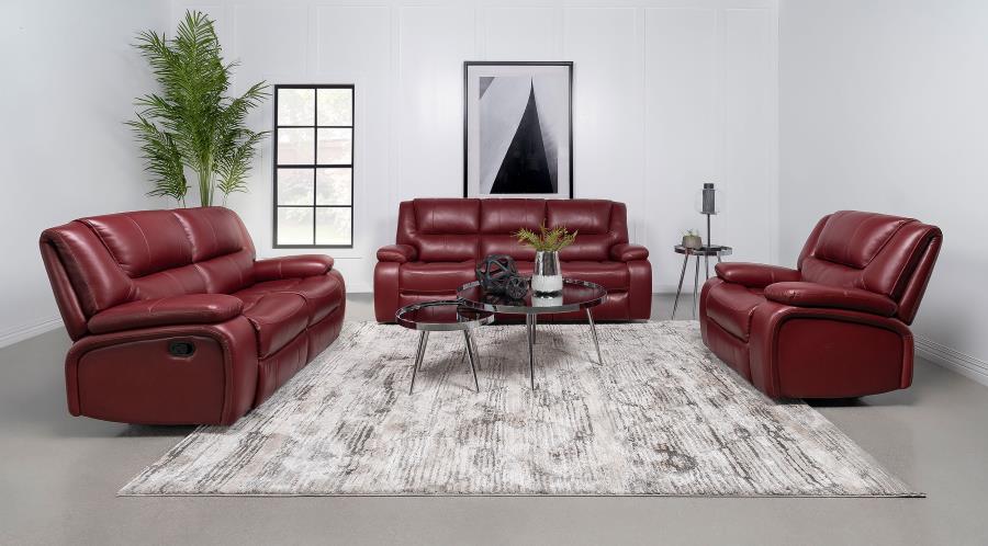 610241 Camila Motion Reclining Sofa Red Faux Leather