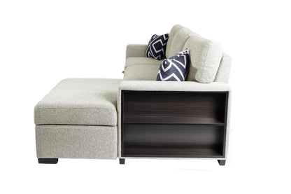 F8554  2-Piece Convertible Sectional Sleeper with Storage,Charging & Built-in Shelf
