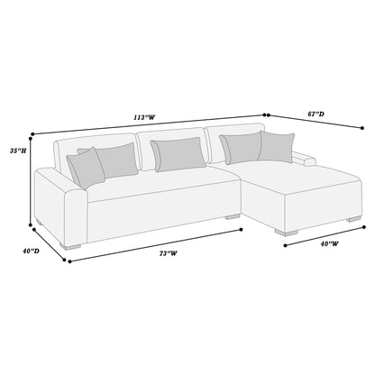 F8456 Wide Chaise 2-Piece  Sectional