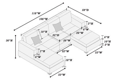 F8394 New 3-Piece Sectional Set RAF/LAF Chaise + Armless Loveseat