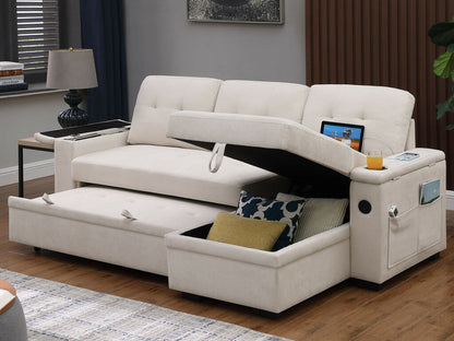 1162-Ashlyn II Reversible Sleeper Sectional Sofa with Storage Chaise, Storage Arm