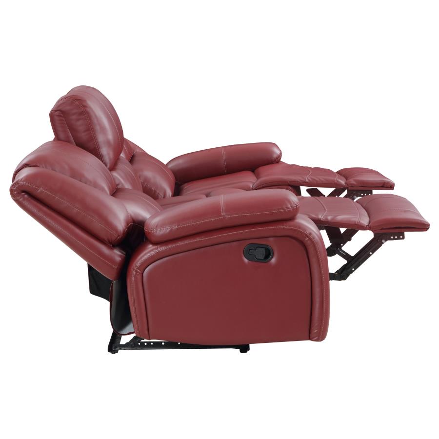 610241 Camila Motion Reclining Sofa Red Faux Leather