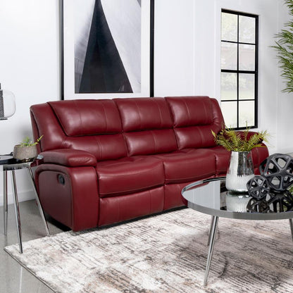 610241 Camila Motion Reclining Sofa Red Faux Leather