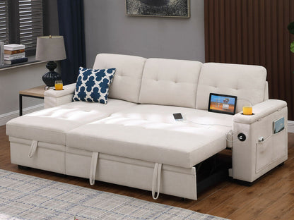 1162-Ashlyn II Reversible Sleeper Sectional Sofa with Storage Chaise, Storage Arm