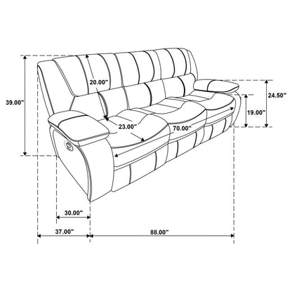 610241 Camila Motion Reclining Sofa Red Faux Leather