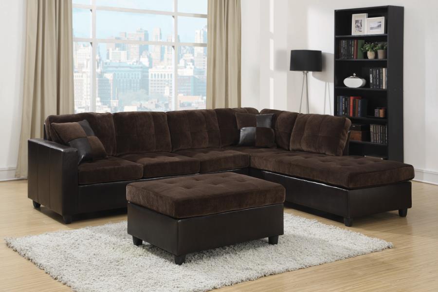 Mallory Tufted Upholstered Sectional Dark Chocolate