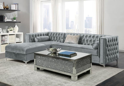 Bellaire Button-tufted Upholstered Sectional Silver