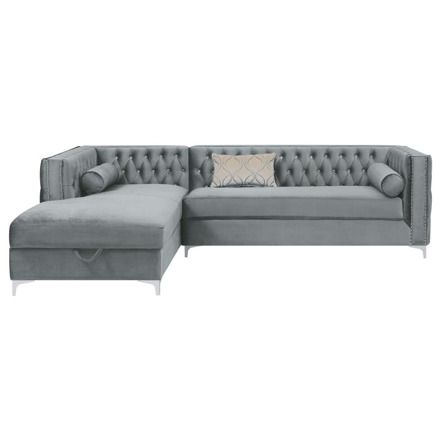 Bellaire Button-tufted Upholstered Sectional Silver